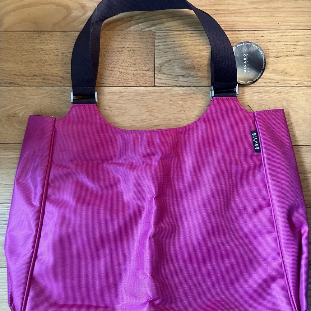 Milano Hot Pink Tote with Dark Brown Straps
